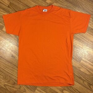 Vintage Jerzees Orange Blank T Shirt USA Made Heavyweight 90s Tee Adult L